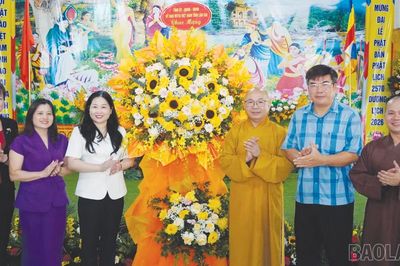 Phó Chủ tịch UBND tỉnh Vũ Thị Hiền Hạnh thăm, chúc mừng chức sắc Phật giáo