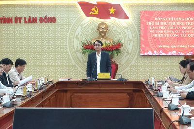 Phó Bí thư Thường trực Tỉnh ủy Lâm Đồng Đặng Hồng Sỹ làm việc với Văn phòng Tỉnh ủy