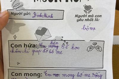 Gửi lời mong ước đến bố mẹ chỉ với 7 từ, học trò tiểu học khiến phụ huynh 'đơ mặt'