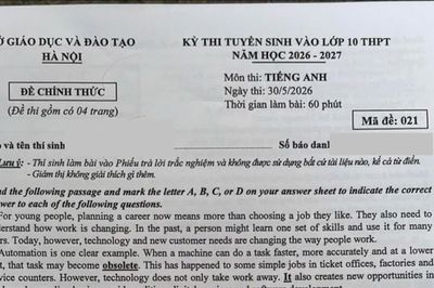 Đáp án mã đề 021 môn tiếng Anh vào 10 tại Hà Nội năm 2026
