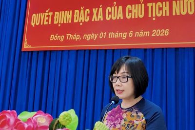 Thứ trưởng Đặng Hoàng Oanh dự Lễ công bố quyết định đặc xá năm 2026 tại Trại giam Cao Lãnh