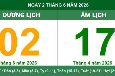 Lịch Âm Dương ngày 2/6/2026: Ngày Đại An mang lại bình an và thuận lợi