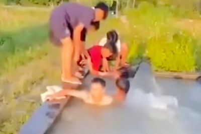 Học sinh tắm ở bể xả nước thủy lợi bị ống bơm nước cuốn tử vong