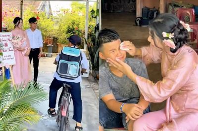 Khoảnh khắc em trai khóc sướt mướt khi đi học về biết chị sắp lấy chồng
