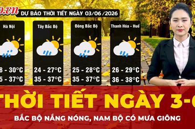 Dự báo thời tiết ngày 3-6: Bắc Bộ nắng nóng, Nam Bộ chiều tối mưa giông