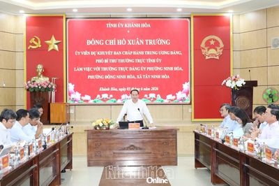 Phó Bí thư Thường trực Tỉnh ủy Hồ Xuân Trường làm việc với Thường trực Đảng ủy phường Ninh Hòa, Đông Ninh Hòa và xã Tây Ninh Hòa