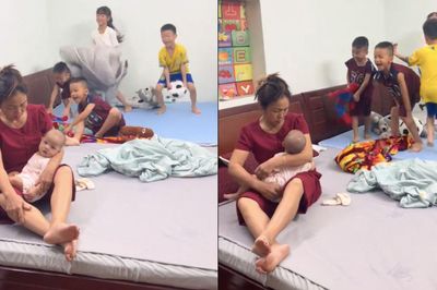Clip 'thảm cảnh 1 bà trông 5 cháu nghỉ hè' khiến dân mạng vừa cười vừa thương