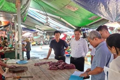 Kiểm tra công tác kiểm soát giết mổ động vật tại các xã Quốc Oai, Phú Cát
