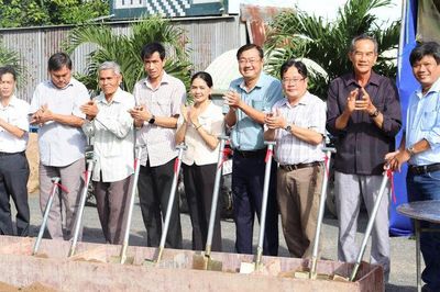Xã Chợ Mới khởi công xây dựng cầu Trường Tiểu học A Kiến An