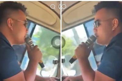 Vừa lái xe khách vừa hát karaoke, tài xế bị phạt nặng