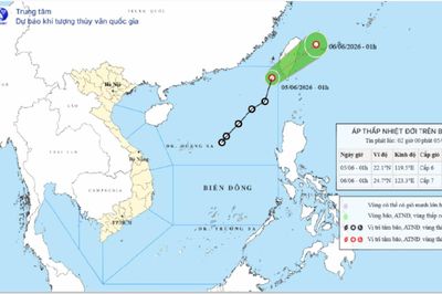 Áp thấp nhiệt đới trên Biển Đông đổi hướng Đông Bắc, tiếp tục mạnh lên