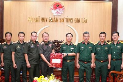 Đoàn cán bộ, sĩ quan trẻ các tỉnh Nam Lào giao lưu, trao đổi kinh nghiệm với Bộ CHQS tỉnh Gia Lai