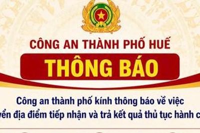 Công an TP. Huế chuyển địa điểm tiếp nhận, giải quyết một số thủ tục hành chính