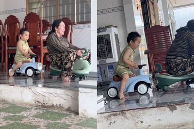 Clip bà ngoại đua xe 3 bánh cùng 'khối nghỉ hè' khiến dân mạng bật cười