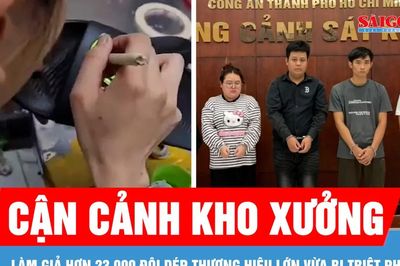 Cận cảnh kho xưởng làm giả hơn 23.000 đôi dép thương hiệu lớn vừa bị triệt phá