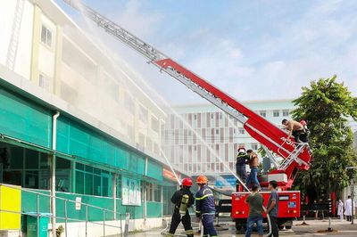 Thực tập phương án chữa cháy tại Bệnh viện Ung bướu Kiên Giang