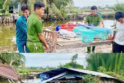 Công an Cà Mau giúp người dân khắc phục thiệt hại do mưa, lốc xoáy