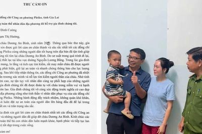 Du khách gửi thư cảm ơn Công an phường Pleiku sau khi tìm được con bị lạc