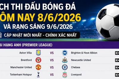 Cập nhật mới nhất - chính xác nhất: Lịch thi đấu bóng đá hôm nay 8/6 và rạng sáng 9/6