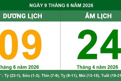 Âm Dương lịch ngày 9/6/2026: Giờ Hoàng Đạo và những lưu ý phong thủy cần biết