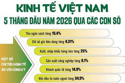 Infographics: Những điểm sáng kinh tế Việt Nam 5 tháng đầu năm qua các con số
