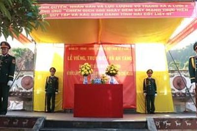 Truy điệu và an táng hài cốt liệt sĩ tìm thấy tại Đồi A Don