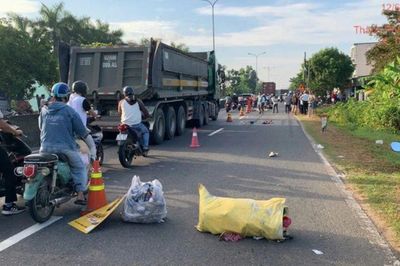 Xe đầu kéo va chạm liên hoàn trên Quốc lộ 1 làm người đi xe đạp tử vong: Hiện trường thương tâm