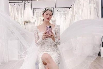 Thanh Trúc mặc váy cưới gây chú ý