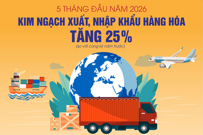 Kim ngạch xuất, nhập khẩu hàng hóa tăng 25% trong 5 tháng đầu năm 2026