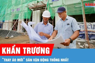 Khẩn trương 'thay áo mới' sân vận động Thống Nhất