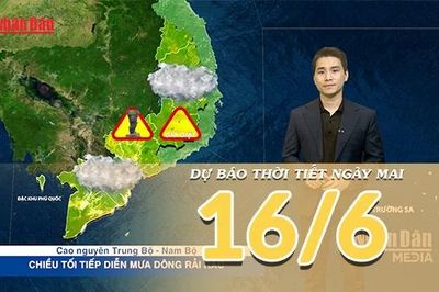 [Video] Dự báo thời tiết đêm nay và ngày mai ngày 16/6/2026: Mưa dông diện rộng tiếp diễn tại Bắc Bộ, nhiều nơi mưa to