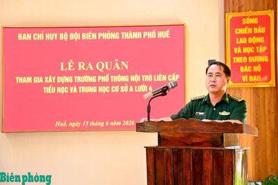 Bộ đội Biên phòng thành phố Huế ra quân hỗ trợ thi công Trường Phổ thông nội trú liên cấp Tiểu học và Trung học cơ sở A Lưới 4