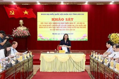 Đồng chí Giàng Thị Dung khảo sát việc thực hiện mô hình chính quyền địa phương hai cấp tại xã Yên Bình