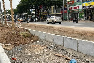 Trồng cây xanh trên nền đá base ở dải phân cách đường Võ Chí Công, chủ đầu tư nói gì?