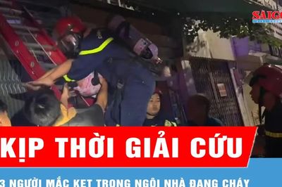 Kịp thời giải cứu 3 người mắc kẹt trong ngôi nhà đang cháy