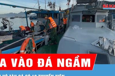 Cứu hộ tàu cá va vào đá ngầm, làm thủng vỏ tàu