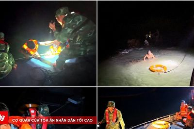 Cứu nạn 9 thuyền viên tàu cá bị chìm do sóng to, gió lớn tại khu vực Đảo Trần