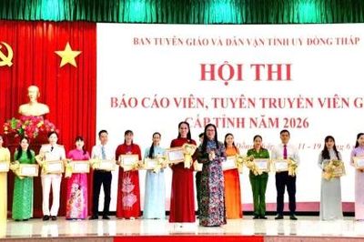 Đồng Tháp: Trao giải Hội thi Báo cáo viên, tuyên truyền viên giỏi cấp tỉnh năm 2026