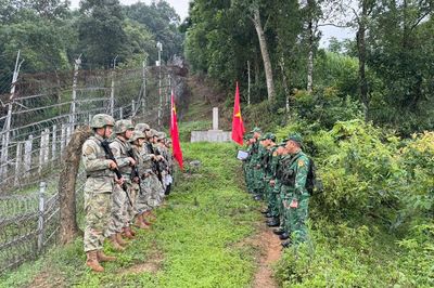 Đồn Biên phòng Nghĩa Thuận tổ chức tuần tra song phương trên tuyến biên giới