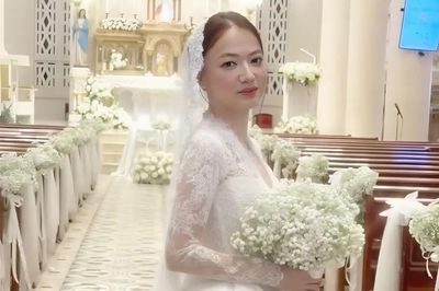 Xuân Nghi rạng rỡ trong lễ cưới ở nhà thờ