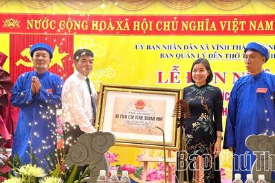 Xã Vĩnh Thành đón nhận Bằng xếp hạng Di tích lịch sử văn hóa cấp tỉnh Đền thờ Tô Thế Huy