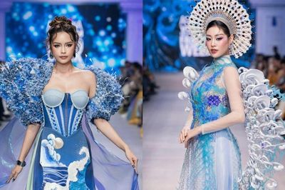 Hoa hậu Ngọc Châu, Khánh Vân trình diễn áo dài được làm từ nguyên liệu tái chế