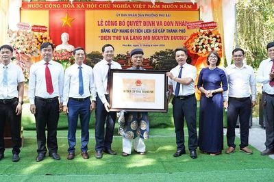 Đón nhận Bằng xếp hạng Di tích lịch sử - văn hóa cấp thành phố đối với Điện thờ và Lăng mộ Nguyễn Đương