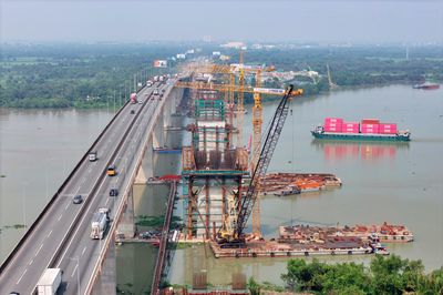 Cầu trên cao tốc kết nối sân bay Long Thành dần lộ diện sau 10 tháng thi công