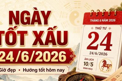 Lịch âm hôm nay 24/6/2026: Giờ đẹp, hướng tốt hôm nay