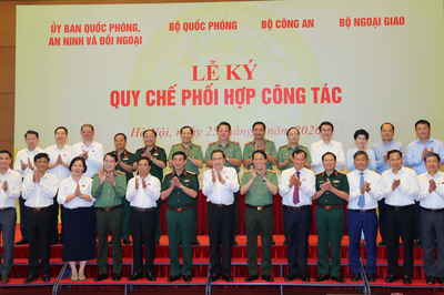 Lễ ký Quy chế phối hợp công tác giữa Ủy ban Quốc phòng, An ninh và Đối ngoại của Quốc hội với Bộ Quốc phòng, Bộ Công an và Bộ Ngoại giao