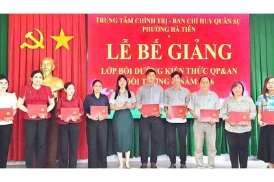 100% học viên hoàn thành lớp bồi dưỡng kiến thức quốc phòng tại phường Hà Tiên
