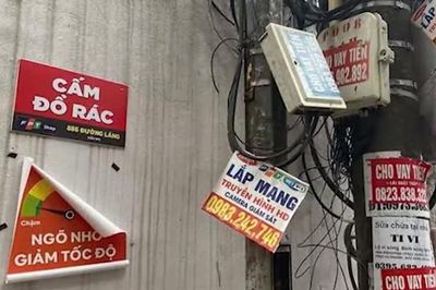 Phạt tới 20 triệu đồng hành vi dán quảng cáo trên cột điện