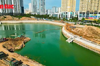 Tăng tốc hoàn thiện hồ điều hòa Phú Đô và Mễ Trì trước mùa mưa lớn