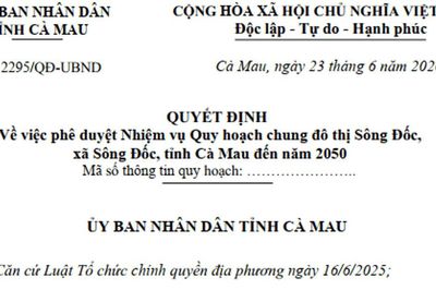 Quy hoạch đô thị ven biển Sông Đốc 8.300ha tại Cà Mau: Tầm nhìn đô thị loại III đến năm 2050